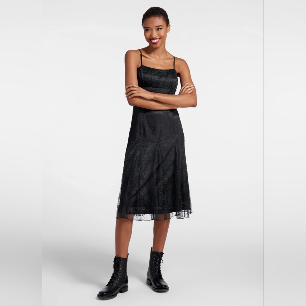 NWT Black Friday Spider Mesh Midi Dress